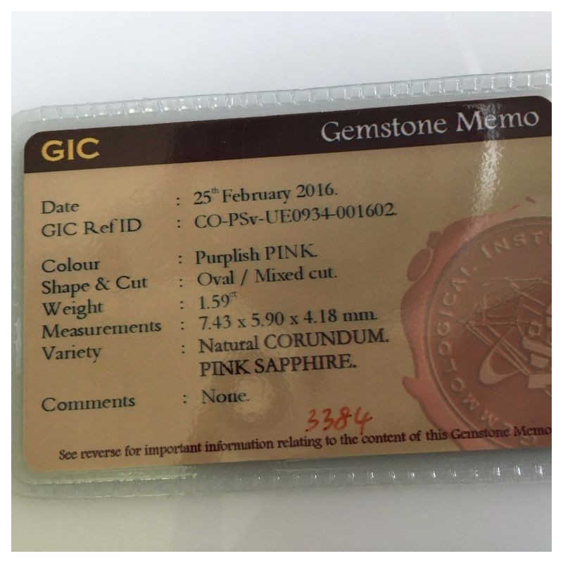 1.59 CTS | Natural Unheated Purplish Pink sapphire |Loose Gemstone|New| Sri Lanka